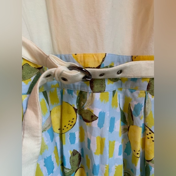 eShakti Lemon Print Dress retro homemaker traditional fun print midi - Picture 3 of 11